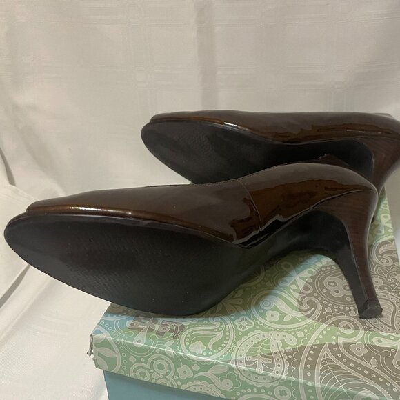 Nordstrom Womens, Heels, Leather, Peekaboo Toe, Brown, Size 9N - Picture 5 of 5